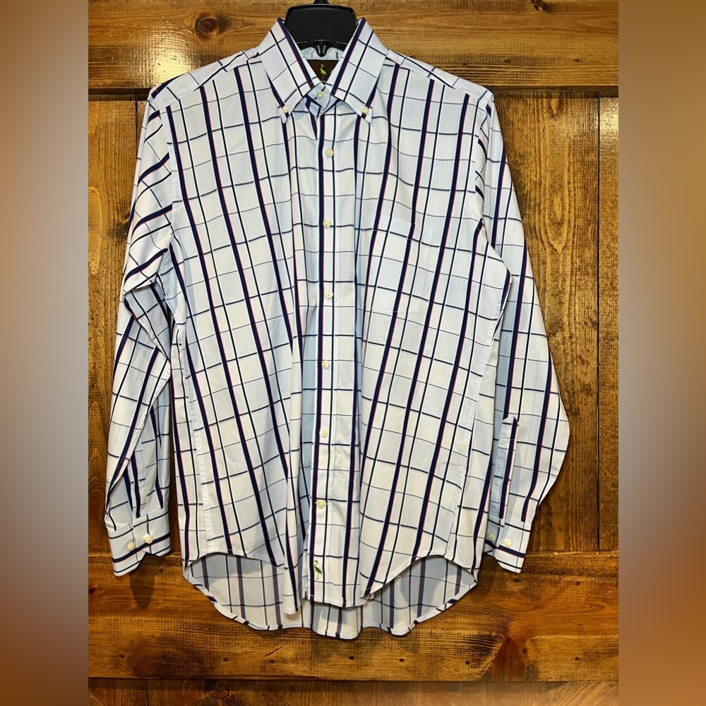 Tailorbyrd Collection Men's Sz. L Blue Plaid Button Down Long Sleeve